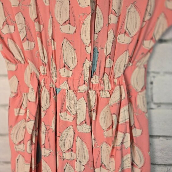 ANTHROPOLOGIE MAEVE TOURISTA SAILBOAT ROMPER PINK WITH BLUE ACCENT SIZE SMALL - Picture 8 of 8